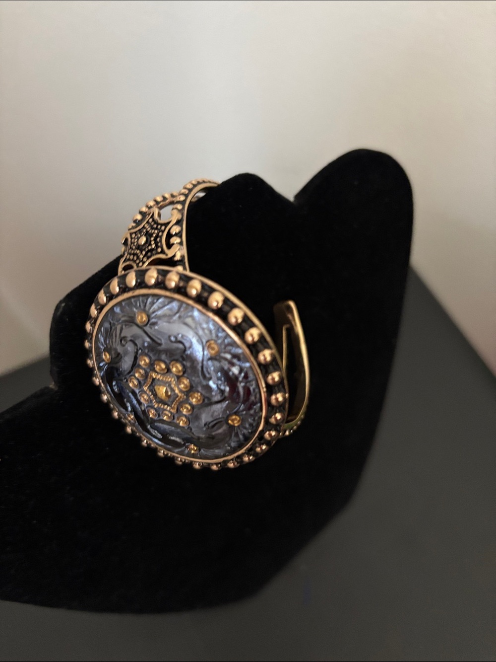Gold-Tone Blue Cuff Bracelet